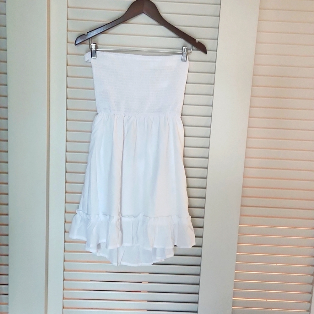 Shein Privè Shirred Bodice Cut Out Back Tube Dress.